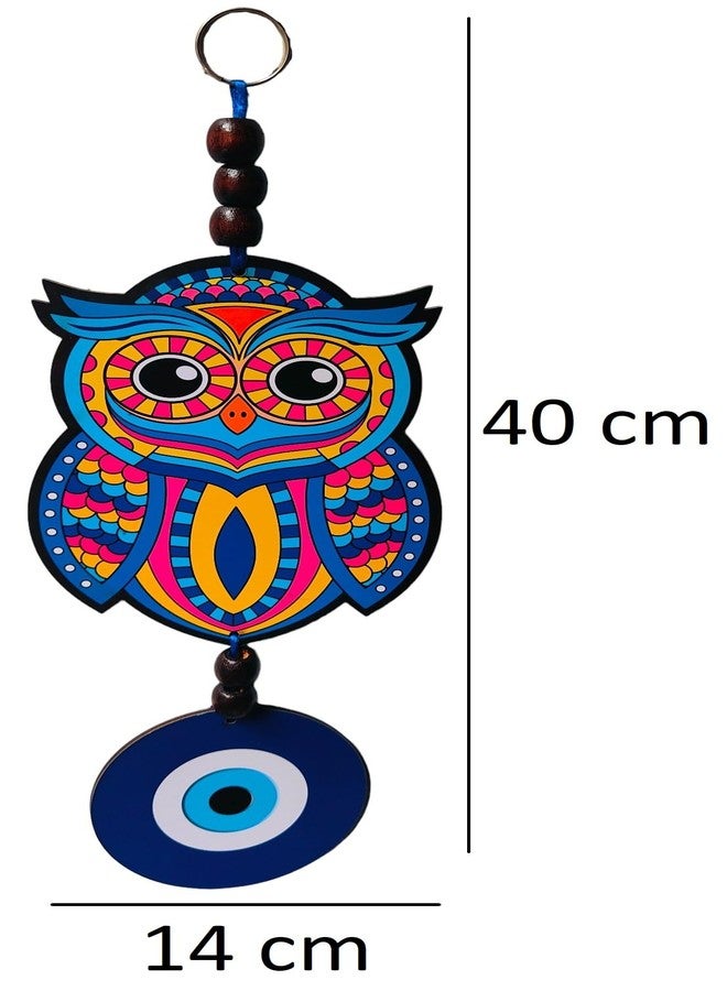 ART FLAUNTS Evil Eye Hanging for Home Entrance House Door Decoration Big Size Wooden MDF Lucky Owl Artwork House Wall Decor, Set of 2 - Image 3